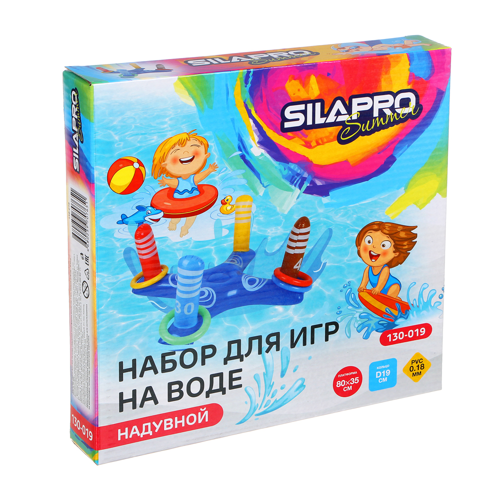 SILAPRO Набор для игр на воде надувной (платформа 80x35см-1шт, кольцо d19см  4шт), PVC 0.18мм арт. 130-019 купить в г. Нефтекамск - MPR-SHOP.RU