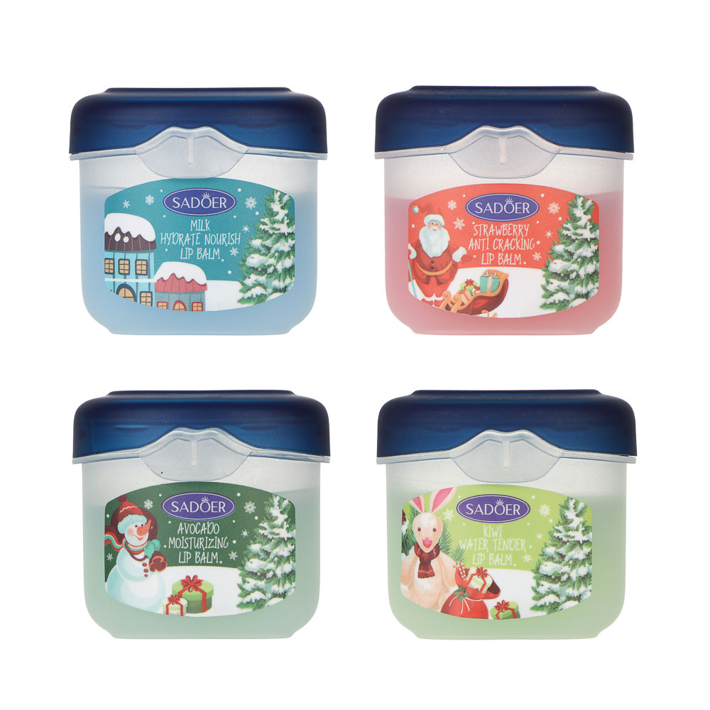 Набор 8 шт (кремы для рук 4 шт х 30гр, бальзамы для губ 4 шт х 7гр) тм SADOER Merry Xmas, подар.уп., арт.№ 022-192