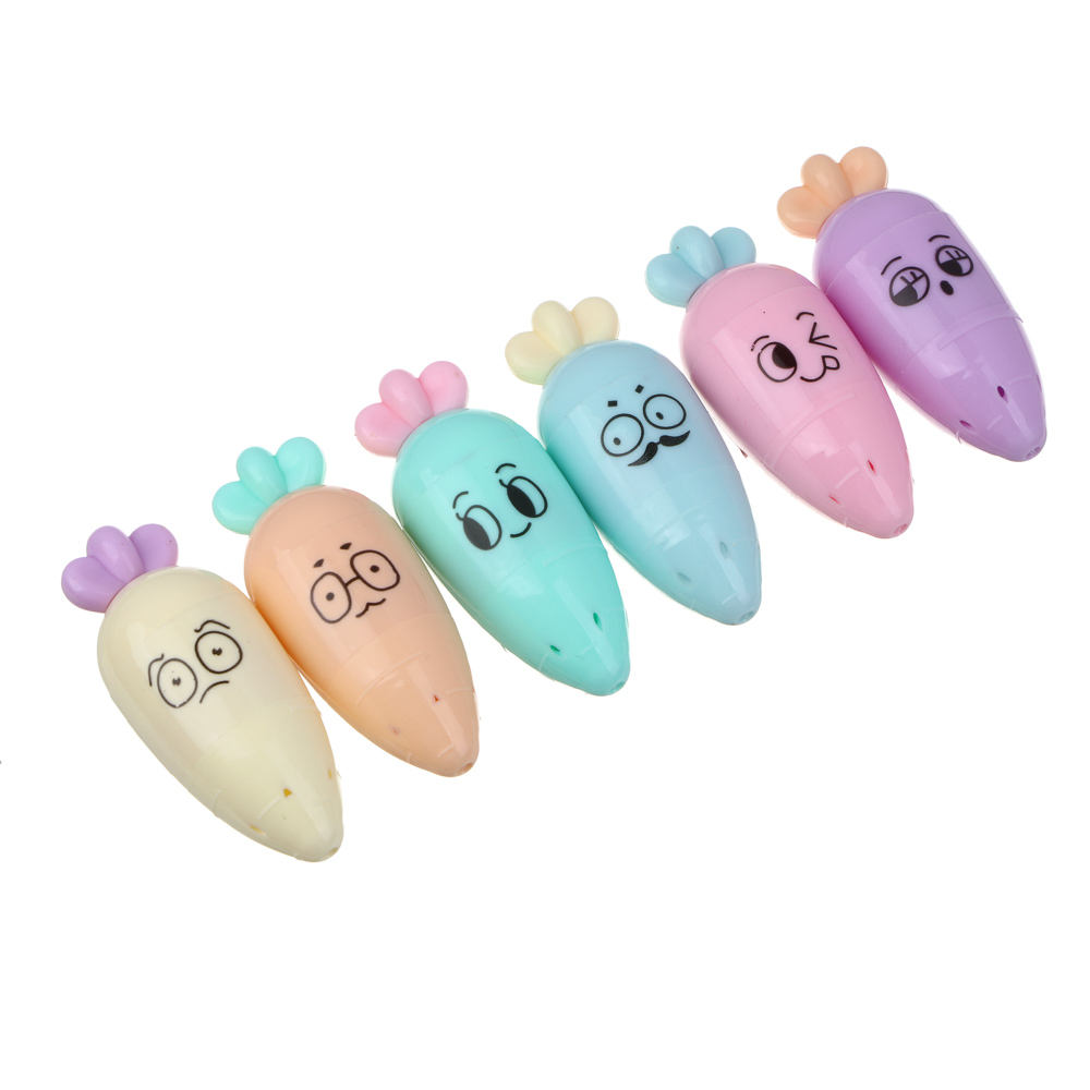 Маркер-выделитель в форме морковки, 6 цветов, арт.№ 613-106