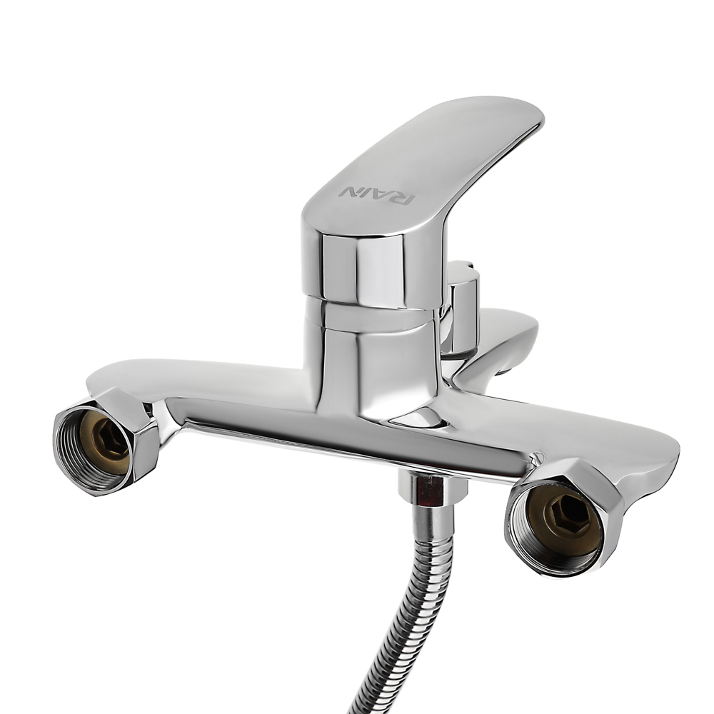 RAIN Смеситель для ванны Фианит, короткий излив, душ. набор, картридж 35мм, латунь, хром, арт.№ 561-027