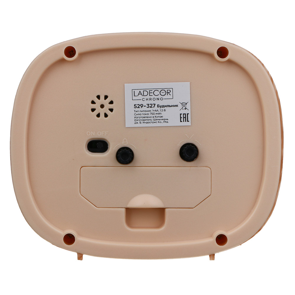 LADECOR CHRONO Будильник, 12,3x10,6x3,8 см, 1хАА, пластик, арт.№ 529-327