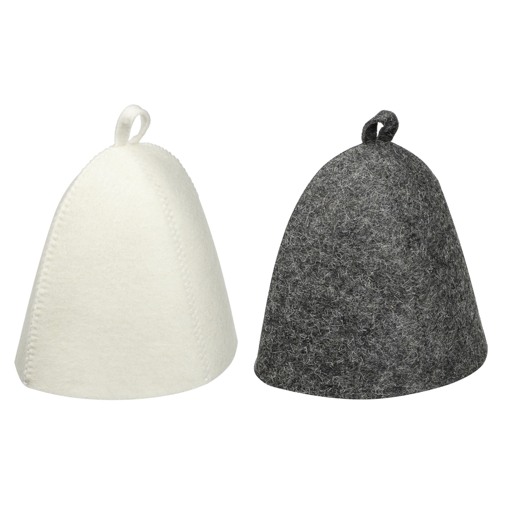 Шапка банная без вышивки Амонд (эконом), войлок белый/серый, арт.№ 364-264