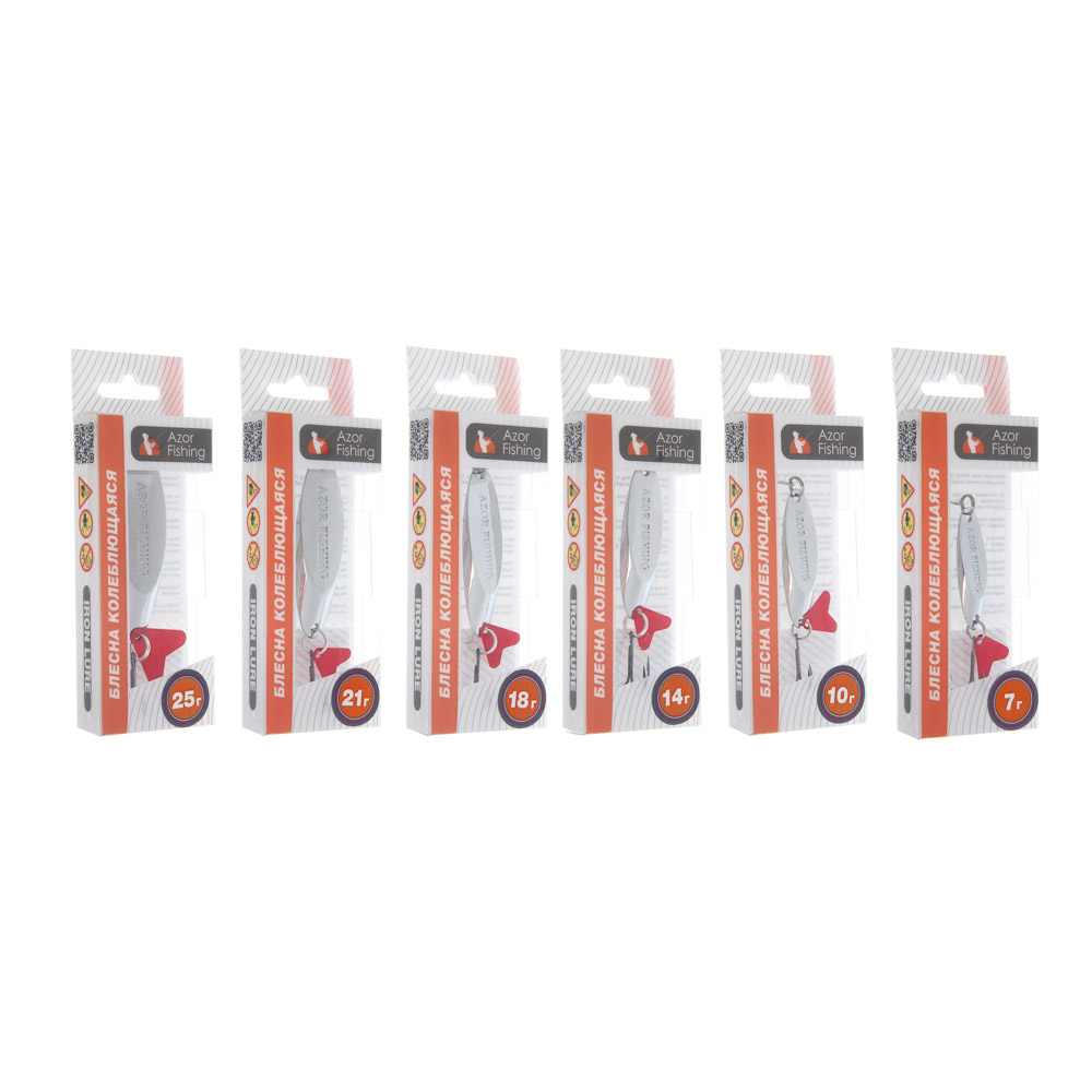 Блесна колеблющаяся тм AZOR FISHING, тип Кастмастер, цвет серебро, 7,10,14,18,21,25гр, 6 видов, арт.№ 145-161