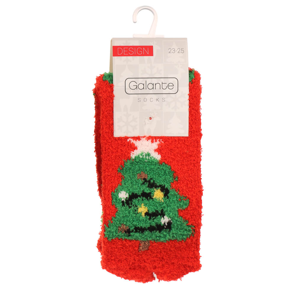 GALANTE Носки-антизаносы новогодние высокие, р.23-25, 100% полиэстер, разноцветные, арт.№ 019-322