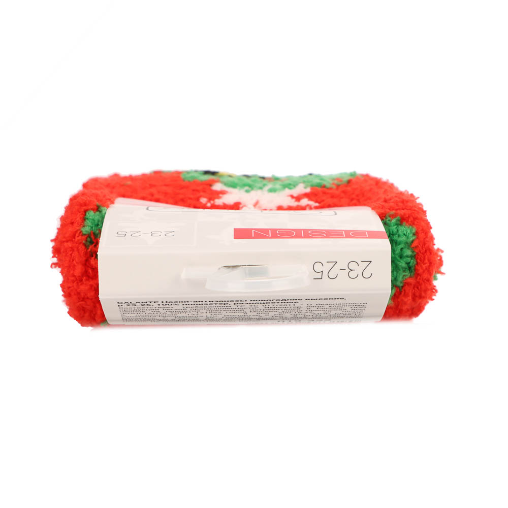 GALANTE Носки-антизаносы новогодние высокие, р.23-25, 100% полиэстер, разноцветные, арт.№ 019-322