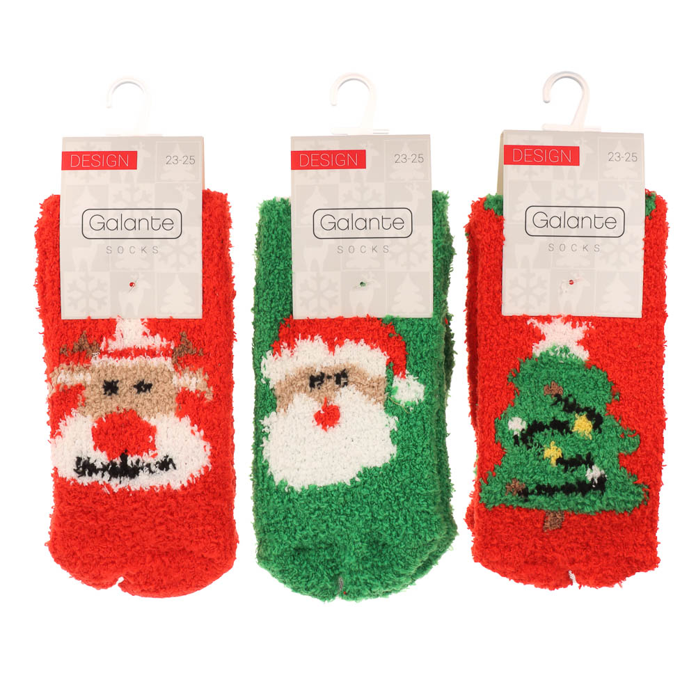 GALANTE Носки-антизаносы новогодние высокие, р.23-25, 100% полиэстер, разноцветные, арт.№ 019-322