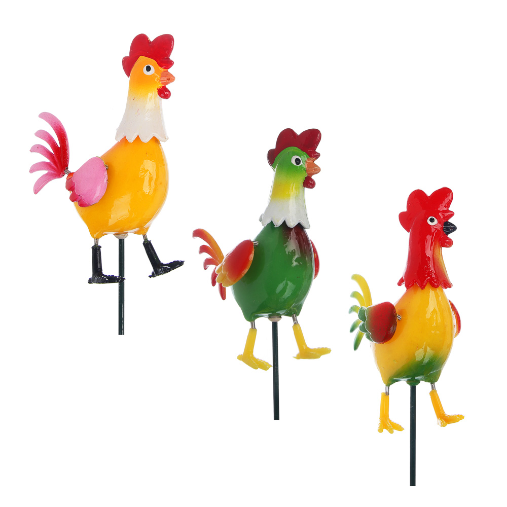 Фигурка на стержне "Петушок" тм INBLOOM, 11х7х60см, пластик, металл, арт.№ 153-210
