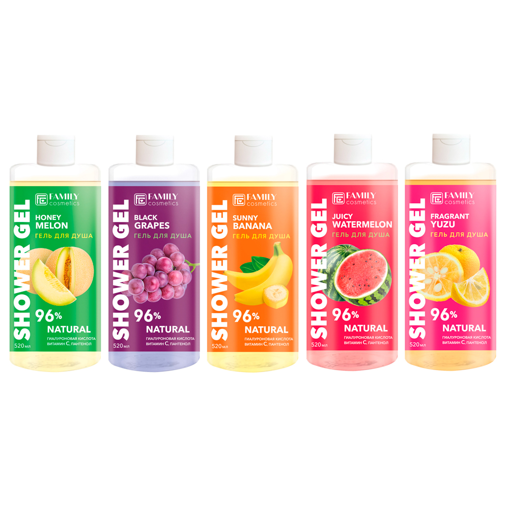 Гель для душа Family cosmetics 5 видов серии FRESH FLESH, 520мл, арт.№ 951-134