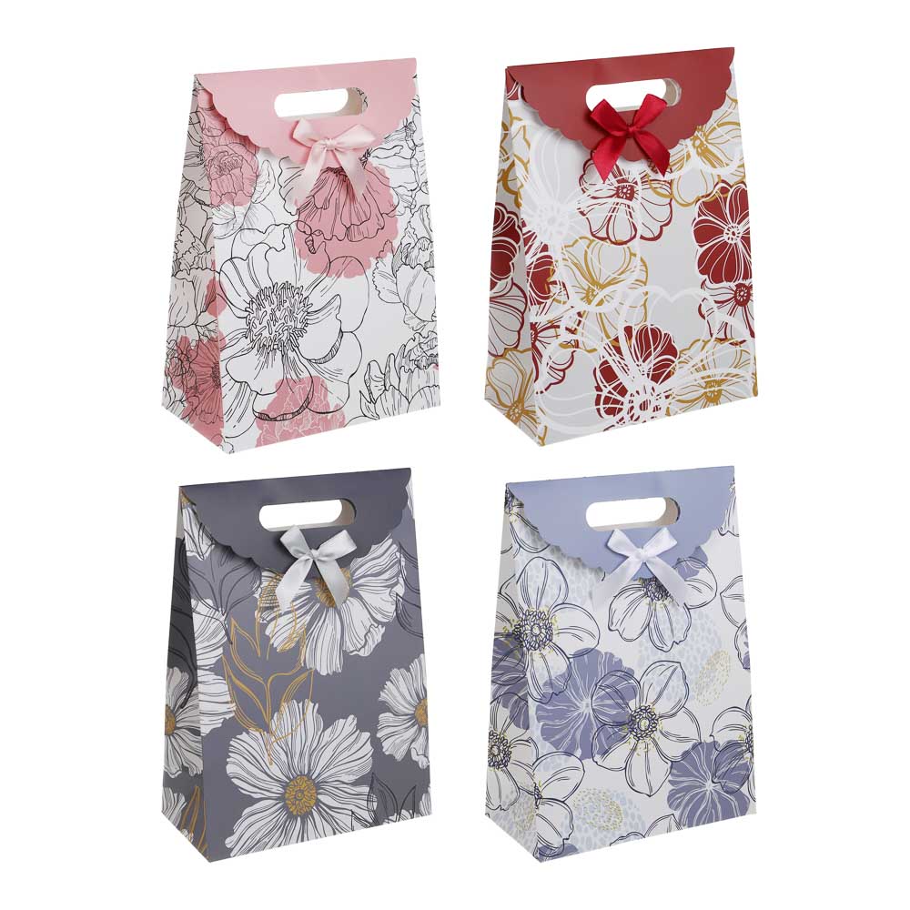 Пакет подарочный бумажный тм LADECOR 27*19*9 см, "Цветы" арт 1, 4 дизайна, арт.№ 507-487