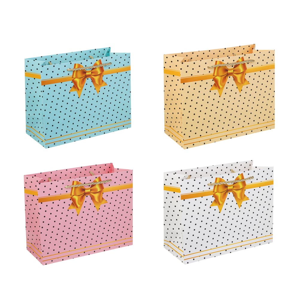 Пакет подарочный бумажный тм LADECOR 23*18*10 см, 4 дизайна, арт.№ 507-490