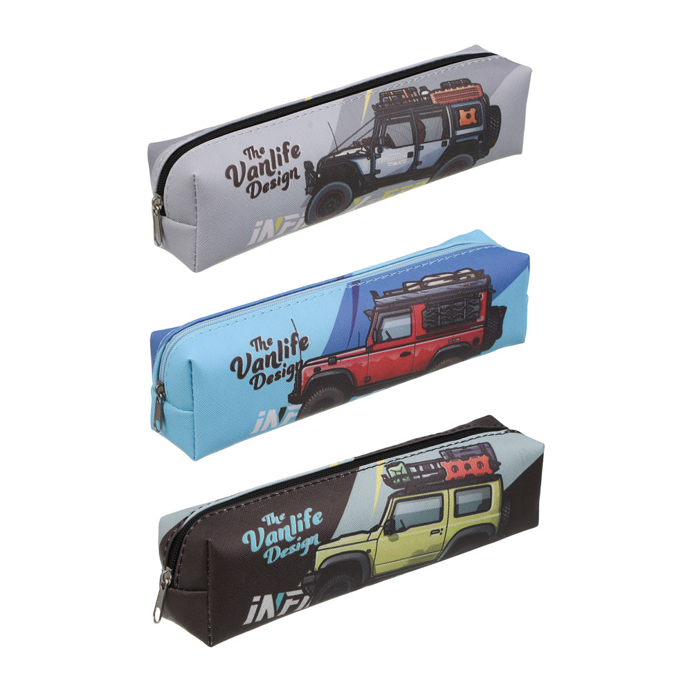 Пенал прямоугольный, 1 отд., 20,5х4х6см., "Машина" полиэстер, 3 диз., арт.№ 532-090