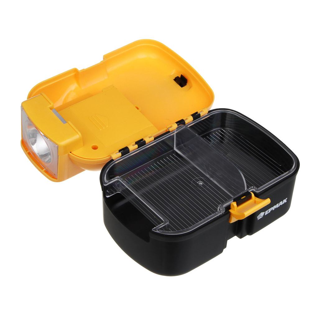 Ящик для хранения осветительный тм ЕРМАК, 19х12х12.5 см, пластик, 1 LED, 4хАА, арт.№ 225-006