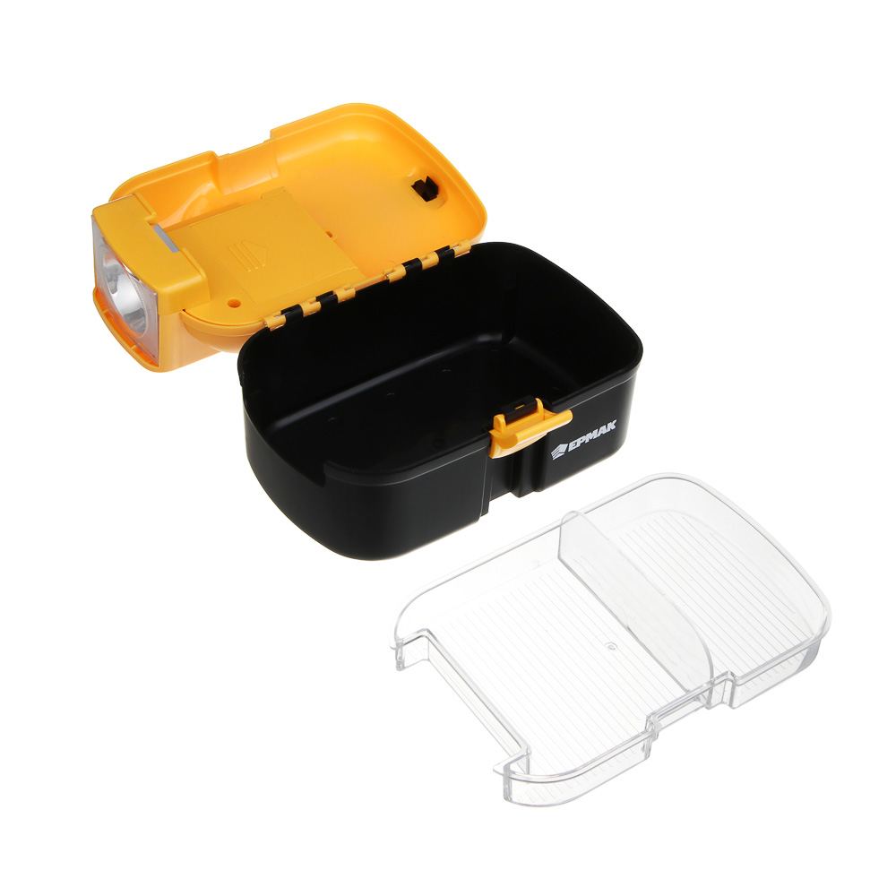 Ящик для хранения осветительный тм ЕРМАК, 19х12х12.5 см, пластик, 1 LED, 4хАА, арт.№ 225-006