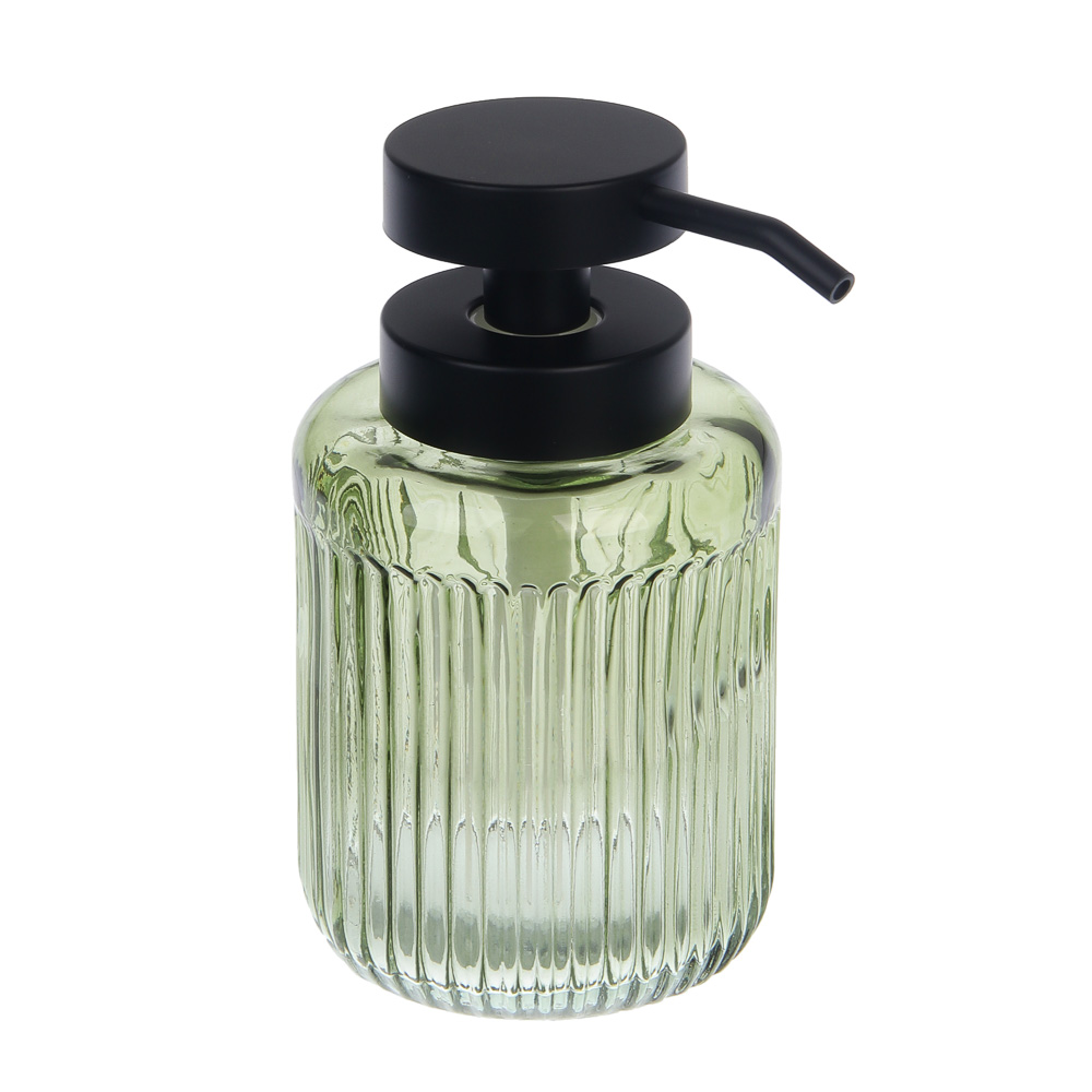 Диспенсер для жидкого мыла тм VETTA Ингрид, 320мл, стекло, зеленый, 8x8x14,5см, арт.№ 463-607