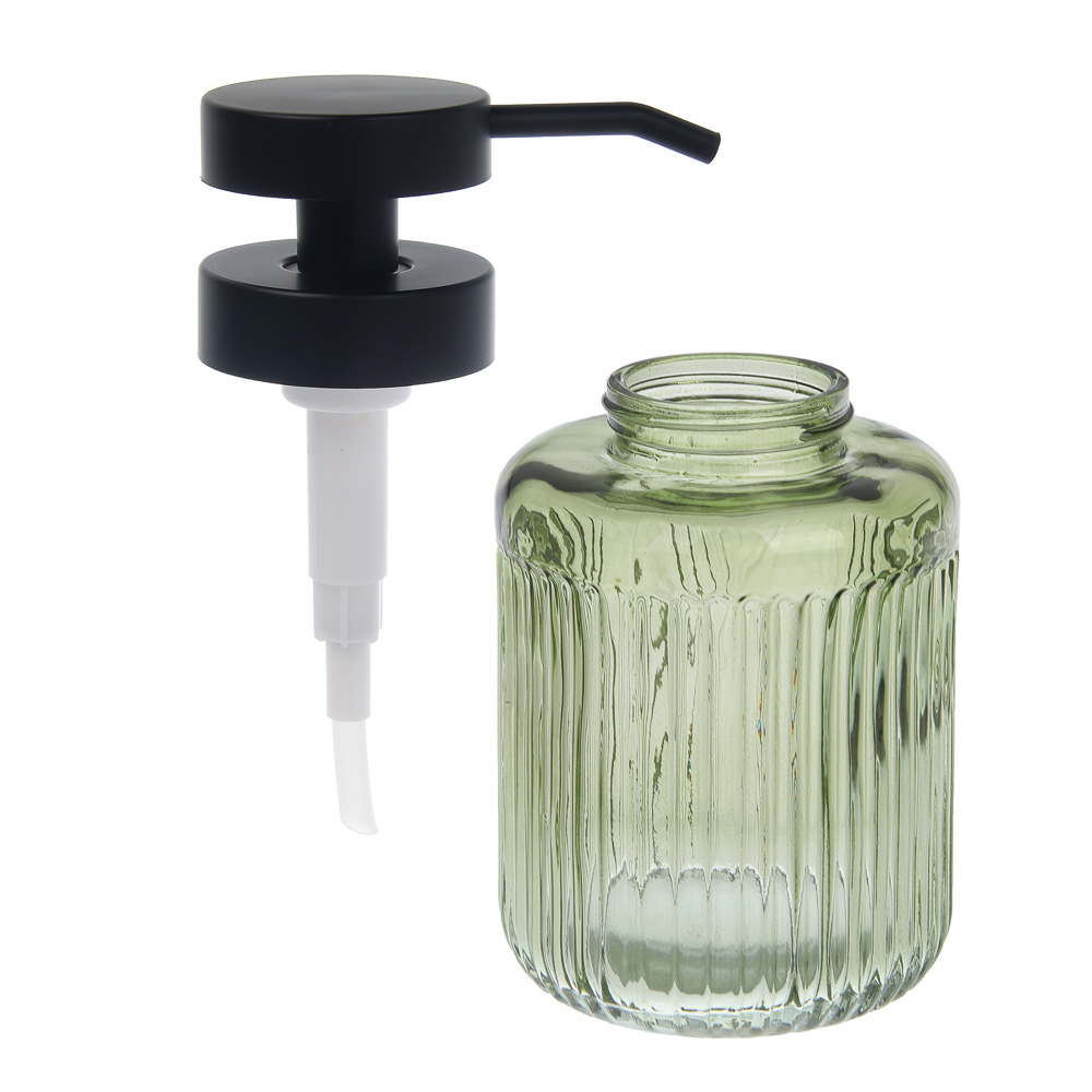 Диспенсер для жидкого мыла тм VETTA Ингрид, 320мл, стекло, зеленый, 8x8x14,5см, арт.№ 463-607