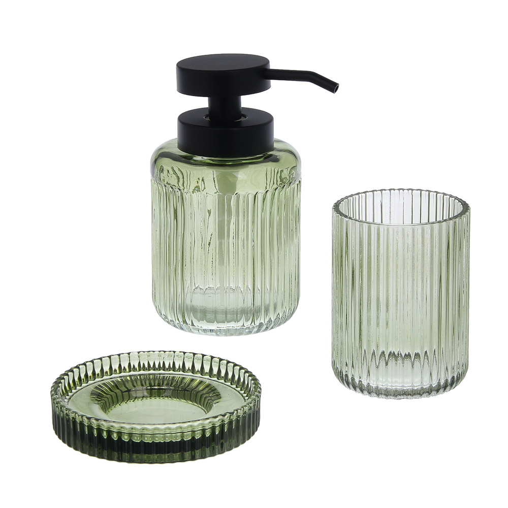 Стакан для ванной комнаты тм VETTA Ингрид, стекло, зеленый, 7х7х9,5см, арт.№ 463-608