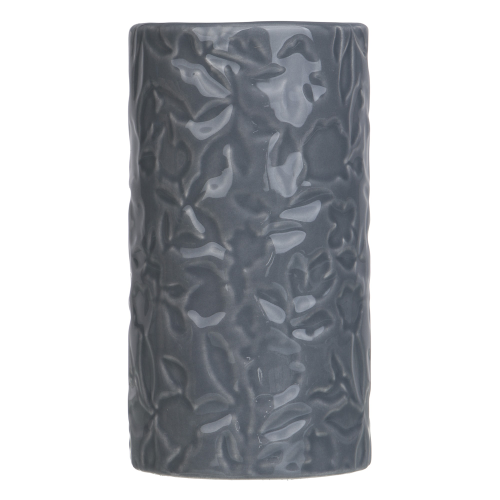 VETTA Стакан для ванной комнаты, керамика, 7x7x13 см, листья, серый, арт.№ 478-205