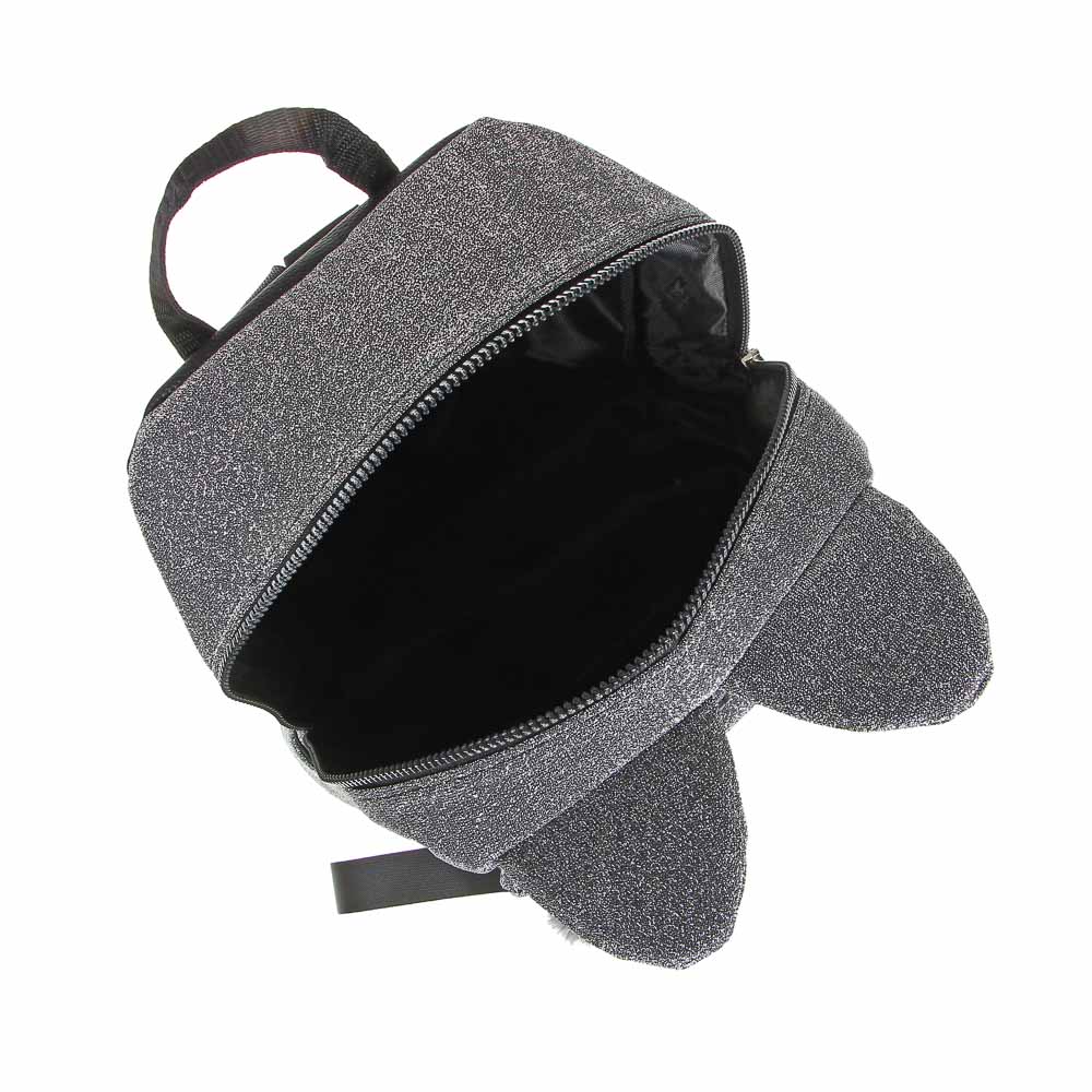 Мини-рюкзак 30x28x12см, 1 отд., 3карм., аппликация, ПЭ с блестками, отд.иск.кожей, брелок, 4 цв., арт.№ 254-537