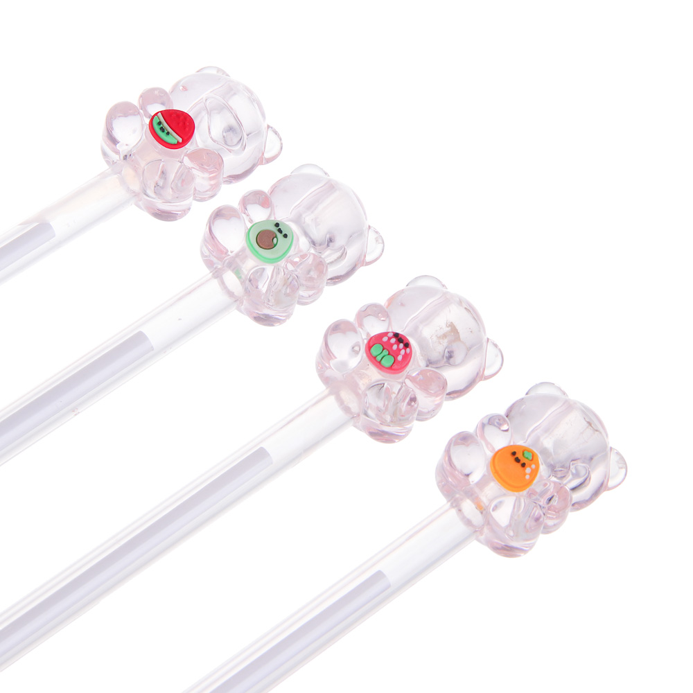 Ручка шариковая синяя, с наконечником в форме акрилового мишки, 4 дизайна, шоу-бокс, арт.№ 591-278