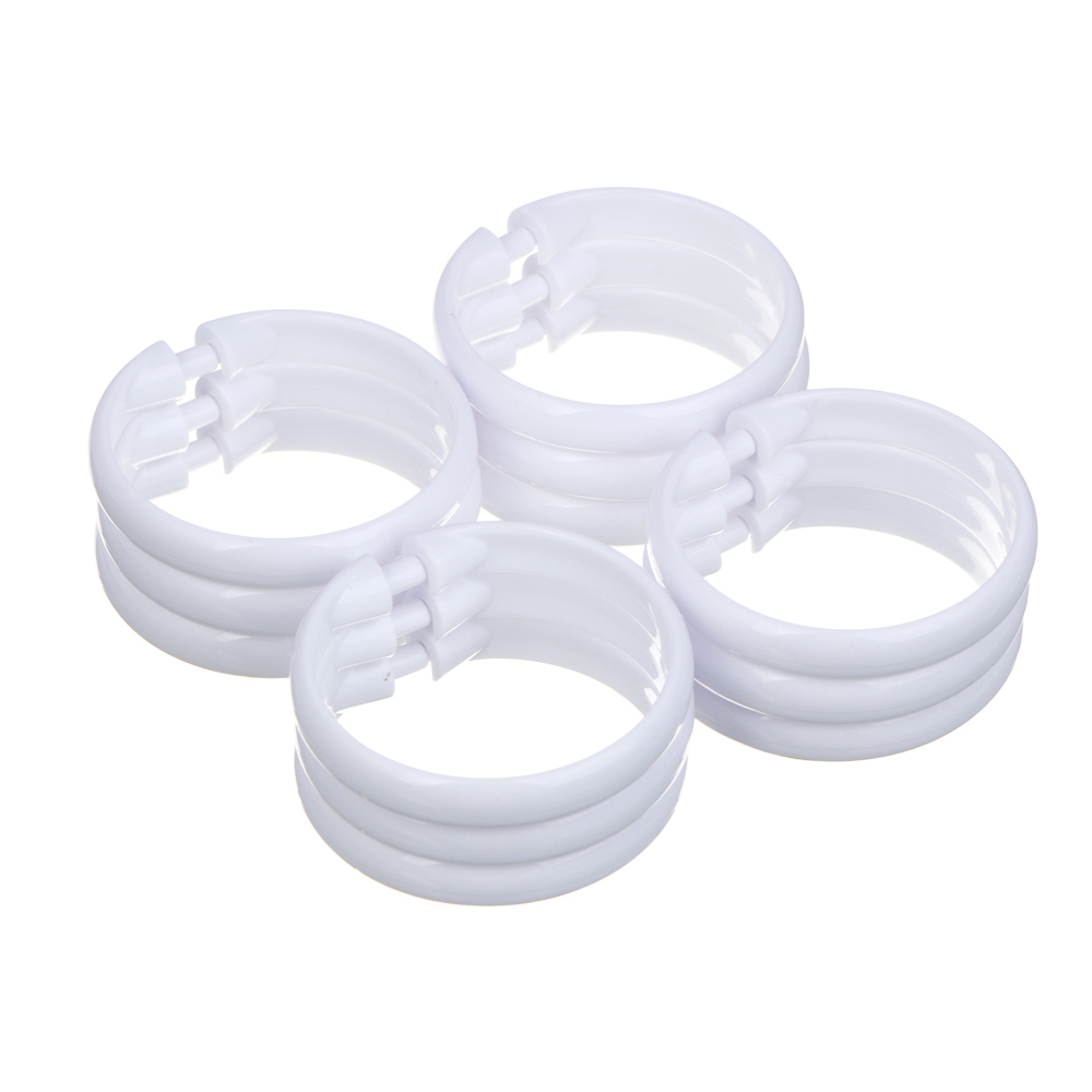 Кольца для шторы в ванную тм VETTA, 12шт, d 4,5 см, пластик, цвет белый, арт.№ 463-474