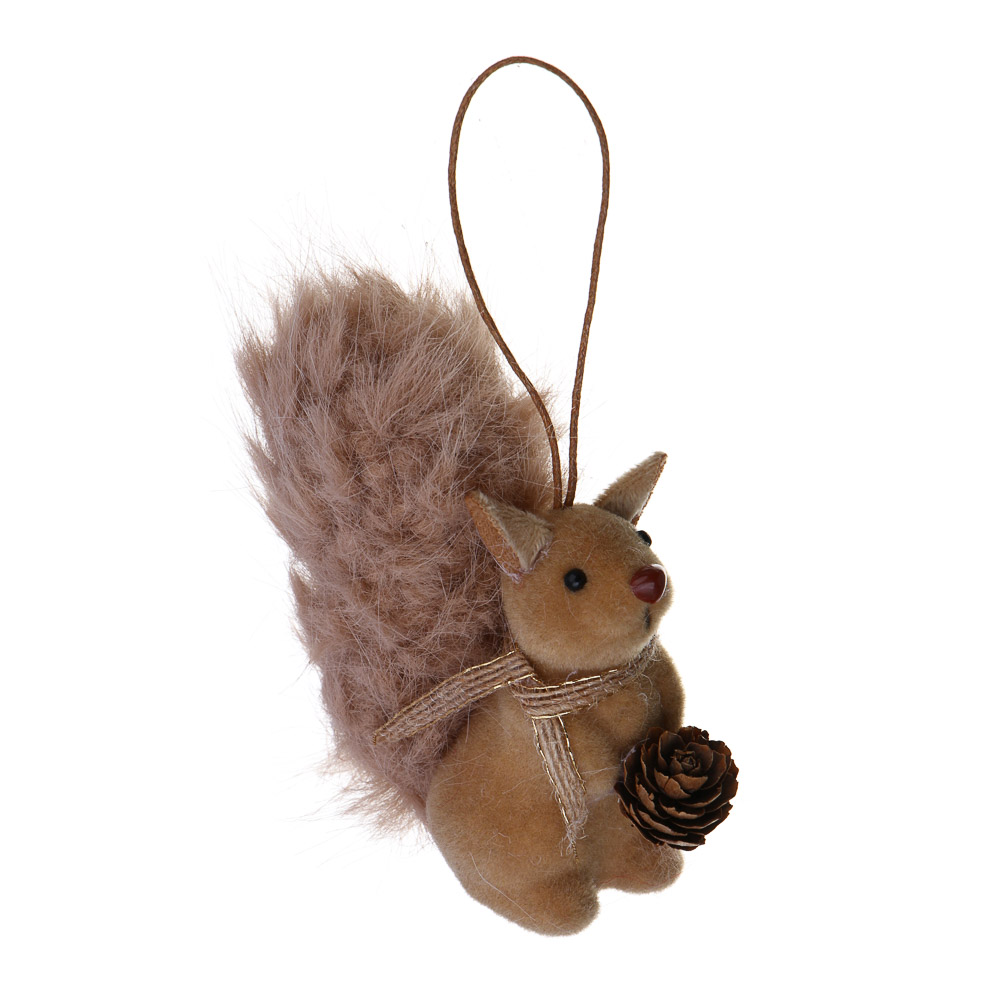 СНОУ БУМ Сувенир елочный Белка 10 см, полиэстер, коричневый, 3 вида, арт.№ 397-467