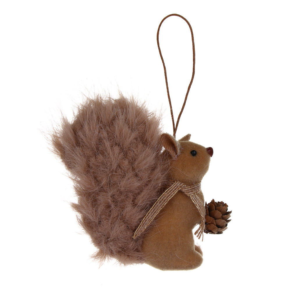 СНОУ БУМ Сувенир елочный Белка 10 см, полиэстер, коричневый, 3 вида, арт.№ 397-467