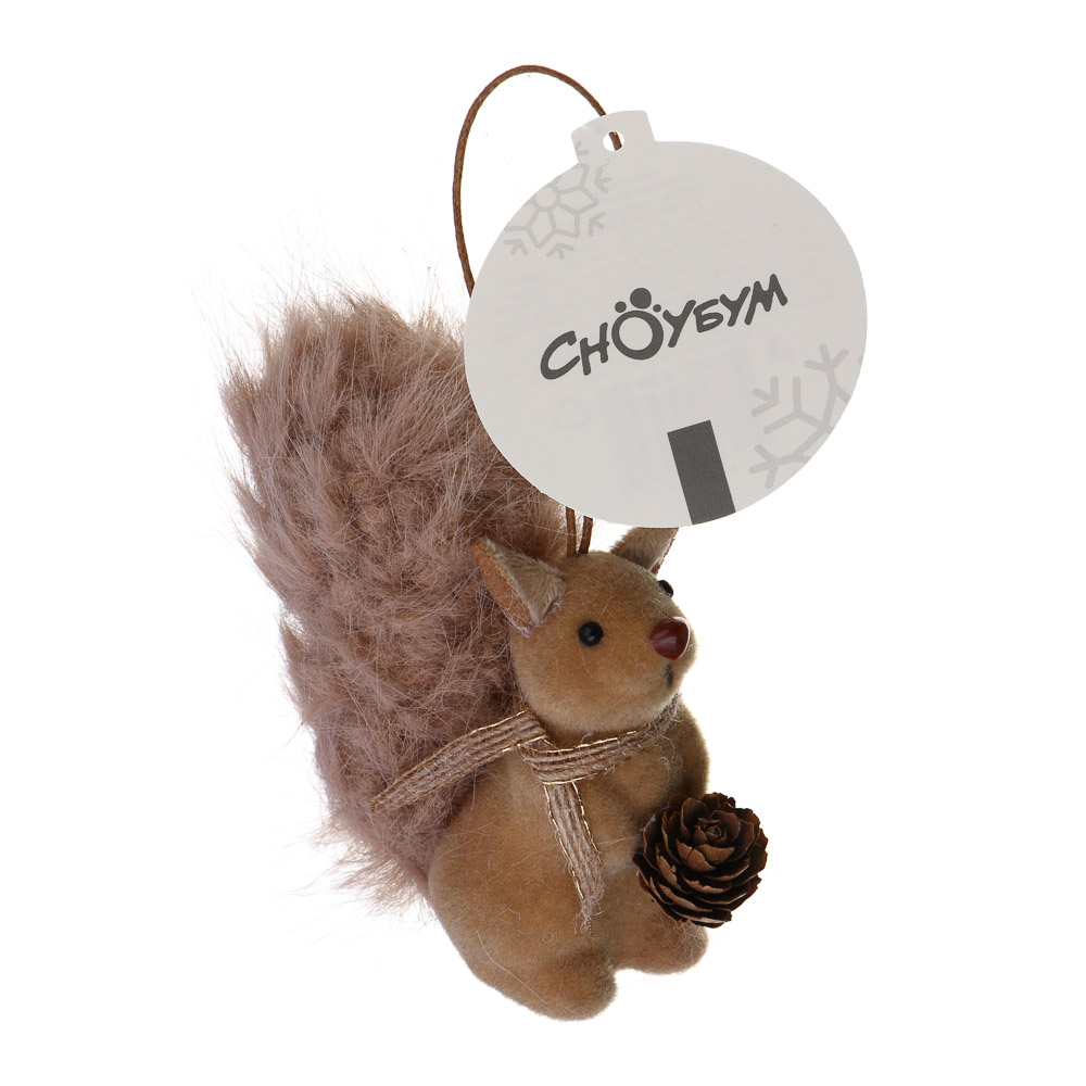 СНОУ БУМ Сувенир елочный Белка 10 см, полиэстер, коричневый, 3 вида, арт.№ 397-467