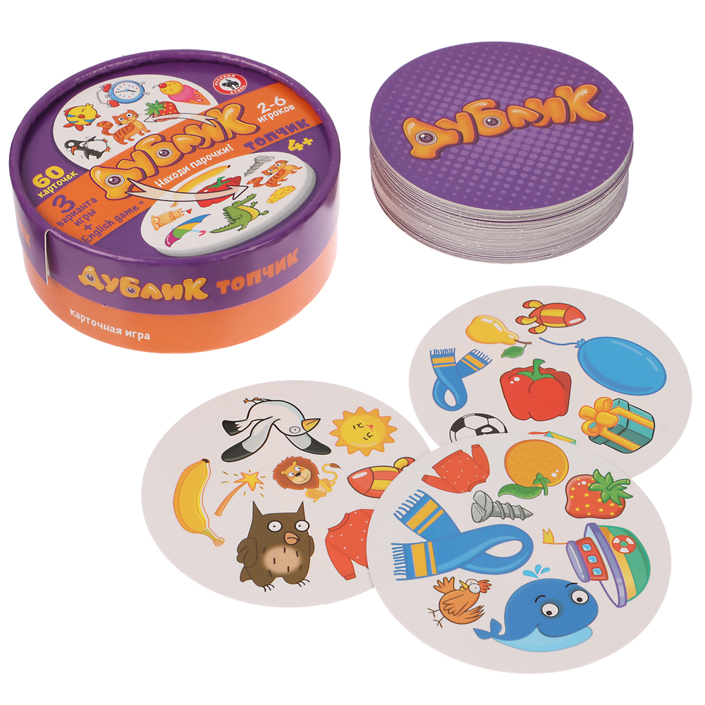 Дублик в круглой коробке "Топчик" 60 карточек, арт.№ 538-243