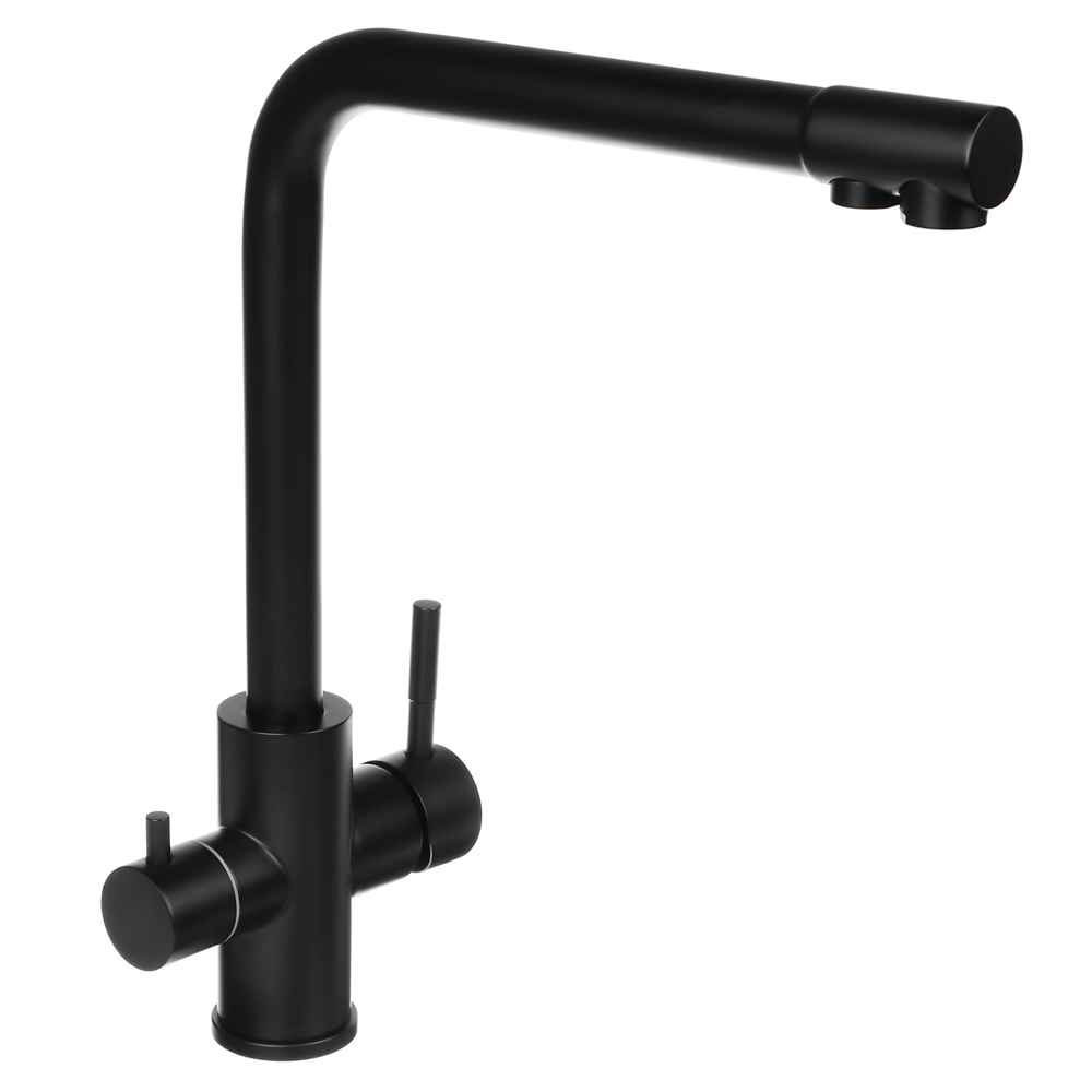 СоюзКран Смеситель для кухни с фильтром для пит. воды, картридж 35мм, нерж. сталь, черный SS01-G132, арт.№ 567-148