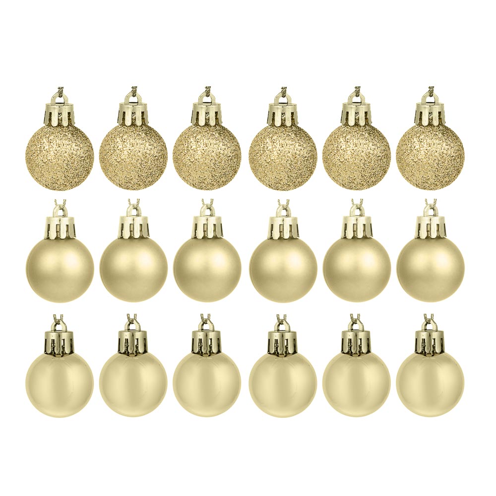 СНОУ БУМ Набор шаров 3 см, 18 шт, золото, 26-98, арт.№ 372-695