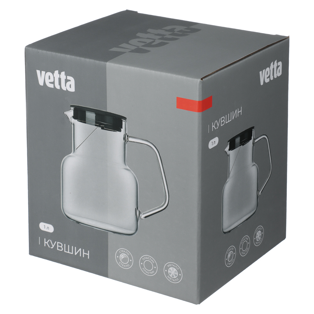 VETTA Кувшин 1000 мл, стекло, пластик, металл, арт.№ 850-284