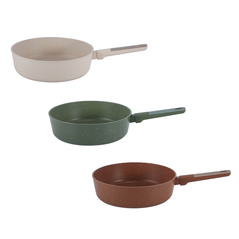 Сковорода литая глубокая тм SATOSHI Сенса, d28см, антипригарное покрытие мрамор, индукция, 2 цвета, арт.№ 846-793