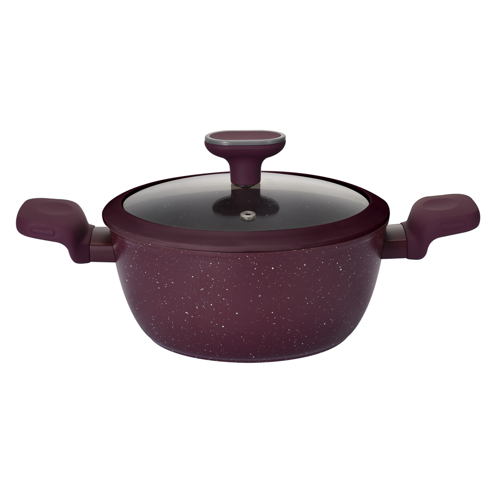 Кастрюля тм SATOSHI Бургунди, 2,3л, d20х9см, антипригарное покрытие мрамор, индукция, арт.№ 846-794