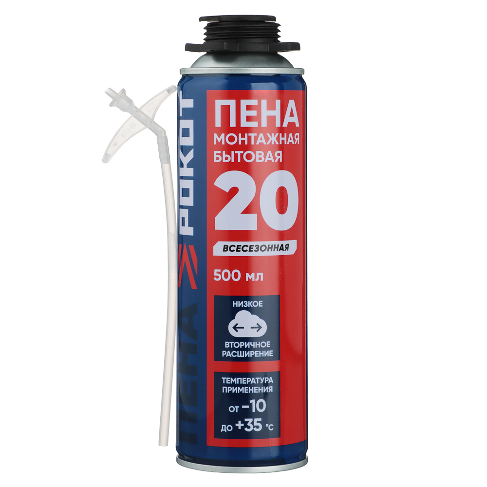 РОКОТ Пена монтажная БЫТОВАЯ, 500гр, выход до 20л, арт.№ 469-271