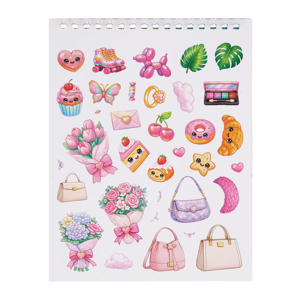 ХОББИХИТ Скетчбук для творчества с трафаретами, 20 л, картон, пластик, наклейки, 15х19х2см, арт.№ 284-242