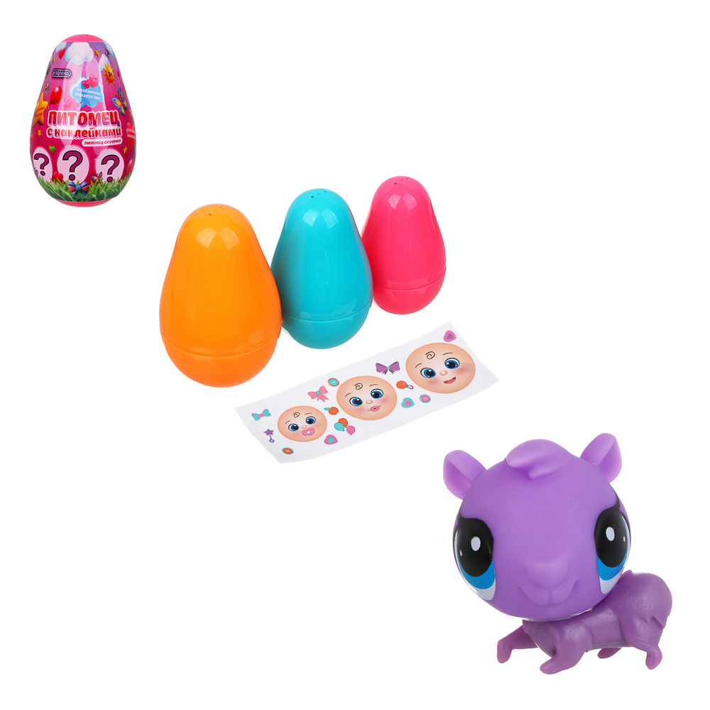 ИГРОЛЕНД Питомец с наклейками в матрешке, PP, 8х8х13 см, 18 диз., арт.№ 258-086