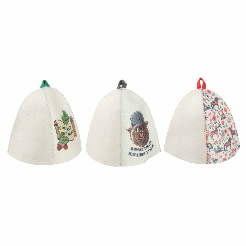 Шапка банная с принтом Амонд в асс., войлок, арт.№ 364-267