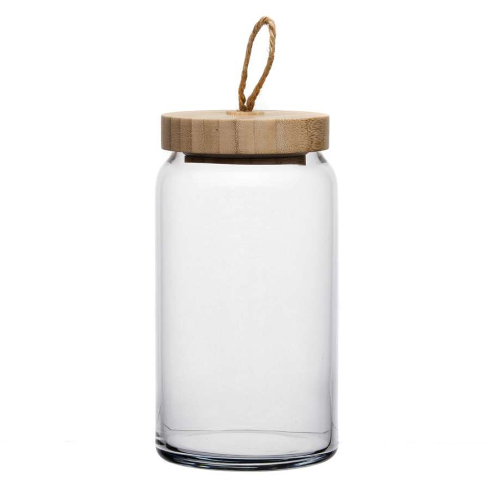PASABAHCE Вуди Банка стеклянная с бамбуковой крышкой 1130мл, 43593SLB, арт.№ 828-359