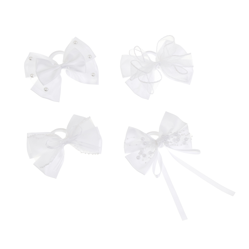 Бант на резинке комбинированный с декором ЮНИLOOK 13 см, 4 дизайна, текстиль, арт.№ 322-320