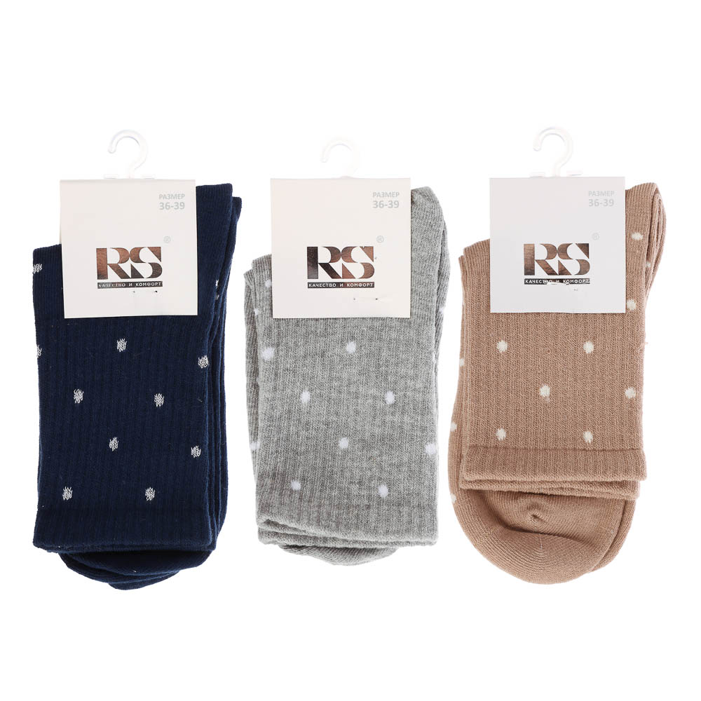 Носки женские классические, 78% хл, 20% спандекс, 2% латекс, р. 36-39, R136, арт.№ 019-508