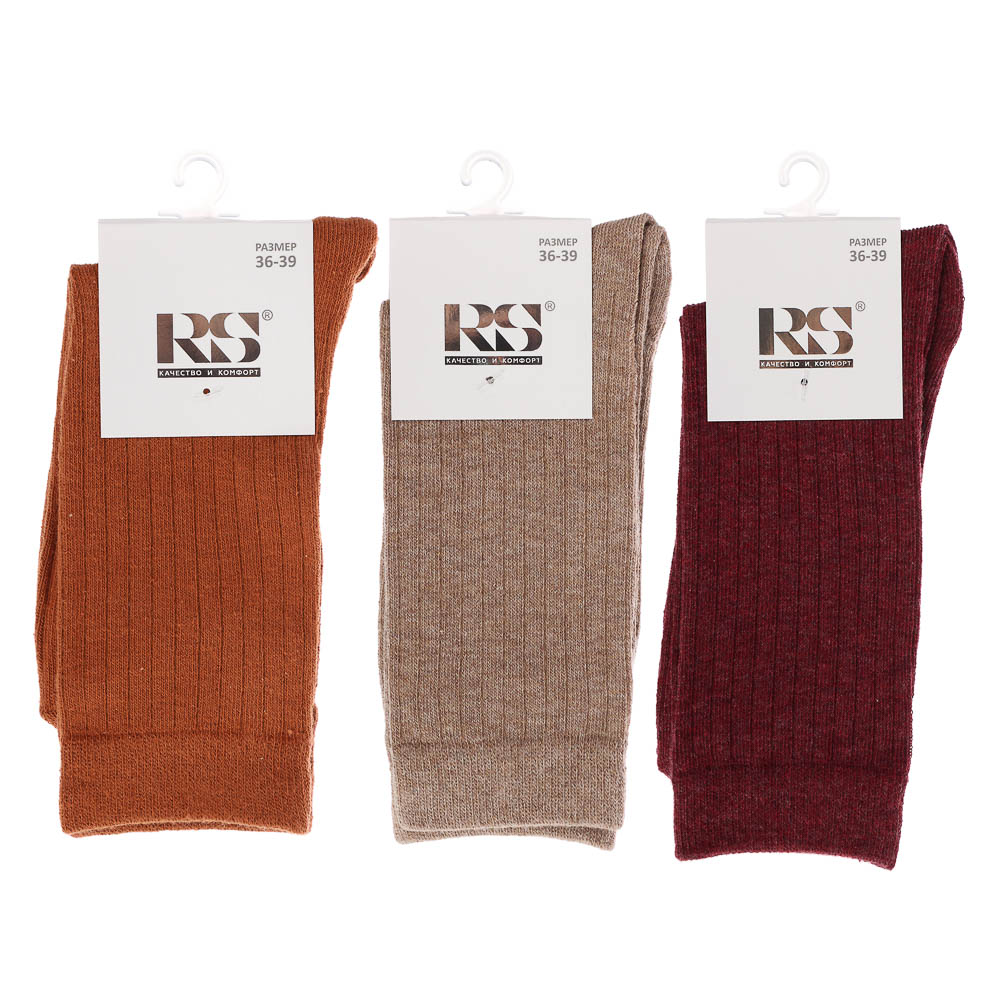 Носки женские классические "лапша", тм RS, 73% хл, 25% п/э, 2% спандекс, р. 36-39, RSS, арт.№ 019-509