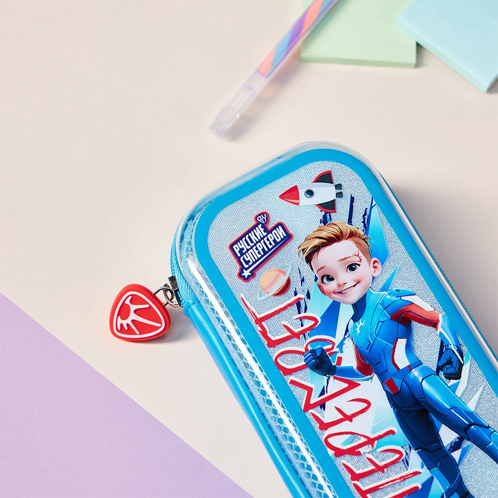 Пенал школьный каркасный, 22х10х4,5 см, 1 отд., откид.планка, сетка, "Пересвет джуниор" BY Русские Супергерои, арт.№ 583-006