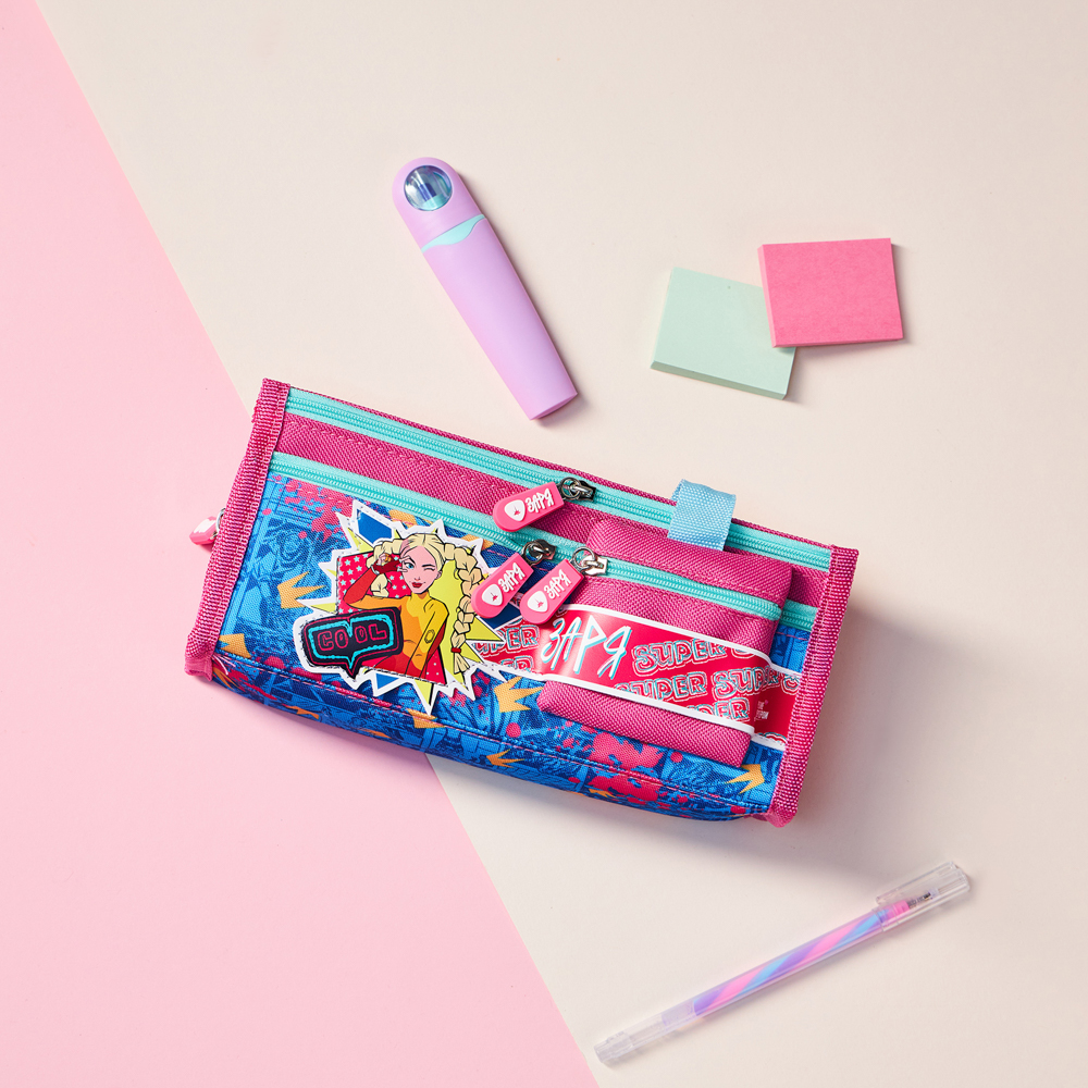 Пенал школьный прямоугольный 21,5х10х5 см, 1 отд., 2 карм., кошелек, откид.планка, "Заря Фешн" BY Русские Супергерои, арт.№ 583-007