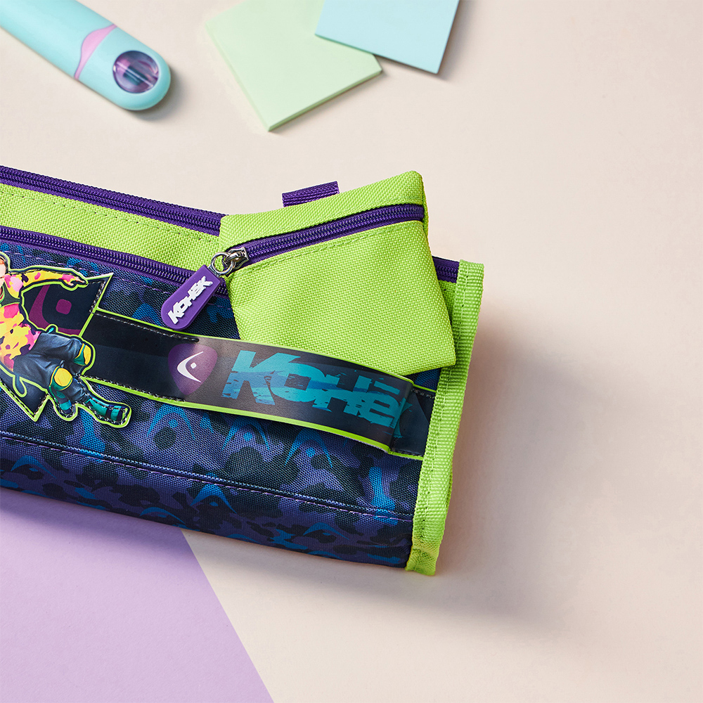 Пенал школьный прямоугольный 21,5х10х5 см, 1 отд., 2 карм., кошелек, откидная планка, "Конек" BY Русские Супергерои, арт.№ 583-008