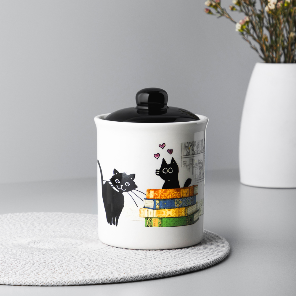 MILLIMI Котейка Банка для хранения, 550мл, 10х13см, керамика, арт.№ 824-109