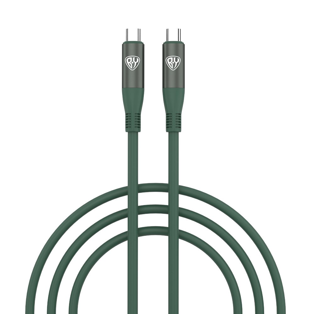 Кабель для зарядки Type C-Type C BY Flexi, 1 м, 5А, Быстрая зарядка, PD 65Вт, зеленый, арт.№ 931-367