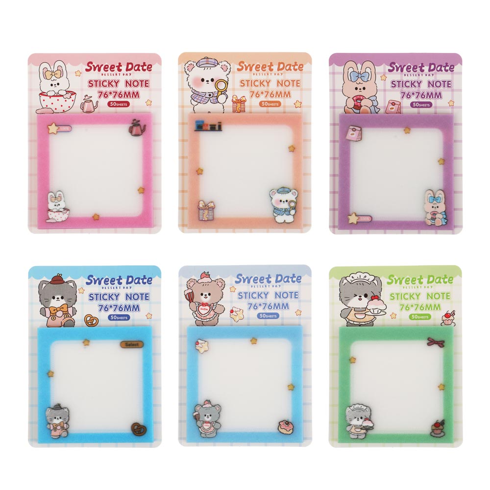 Блок с клеевым краем фигурный "Котики" 8x8см., 30 листов, PET, 6 диз., арт.№ 557-134