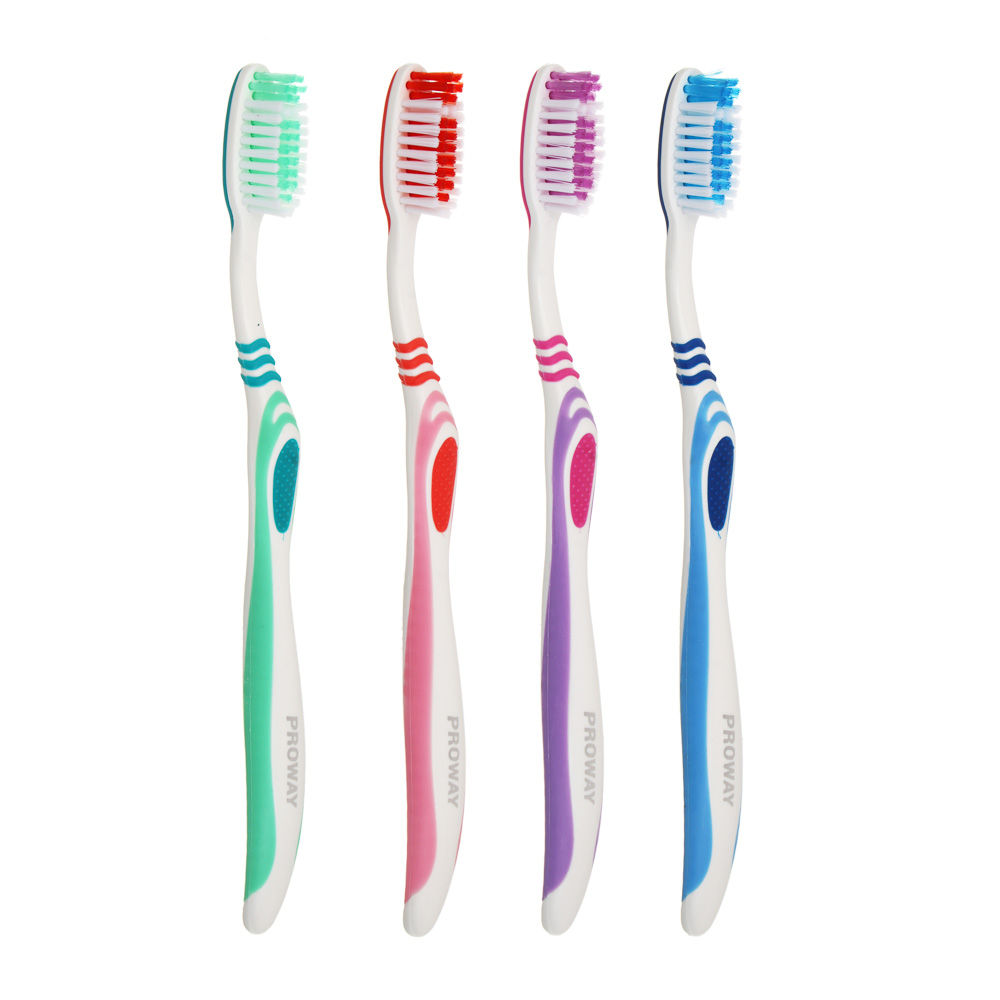 Зубная щетка тм PROWAY средней жесткости с нейлоновой щетиной и прорезиненными вставками, 1шт, арт.№ 982-043