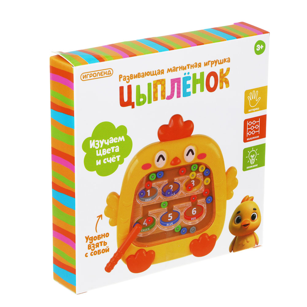 Развивающая магнитная игрушка "Цыпленок", ИГРОЛЕНД, ABS, арт.№ 262-549