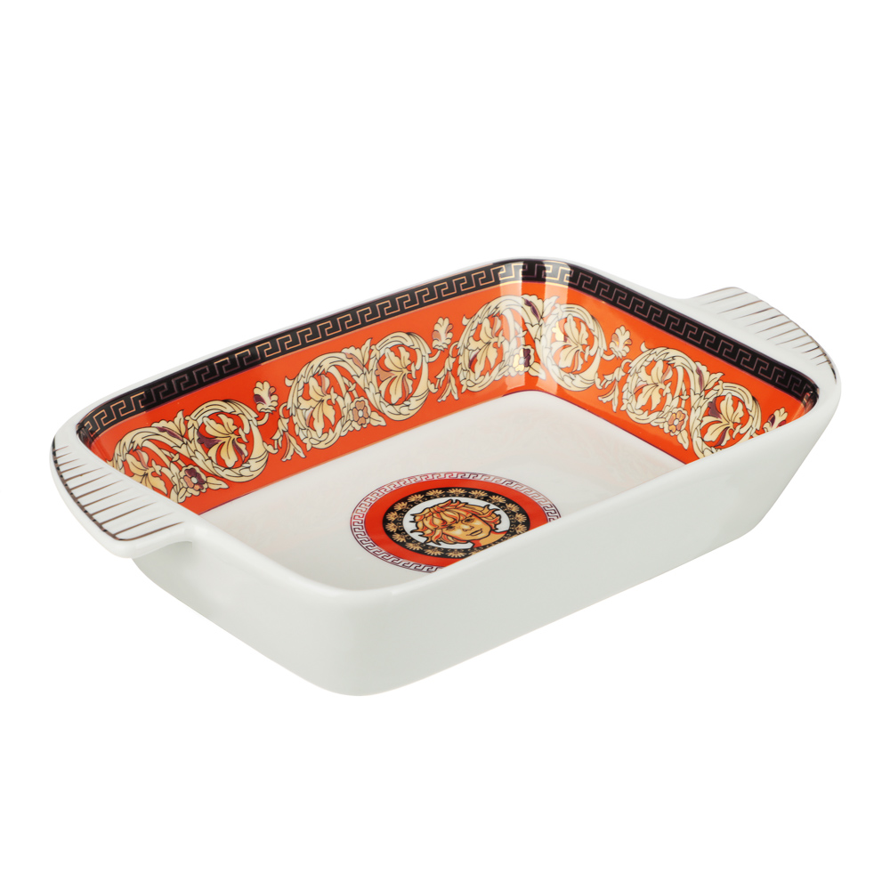 Рыжий Форма для запекания и сервировки прямоугольная с ручками, 24х14,5х4,5см, фарфор, подарочная упаковка, арт.№ 802-539
